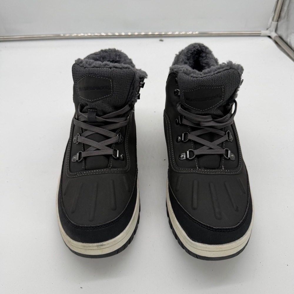 Weatherproof Mens Winter Boots Black Faux Fur Lined Side Zip 1624753 Size 11M